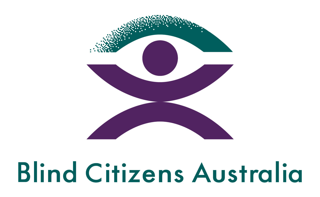 Picture of BCA logo and text says Blind Citizens Australia